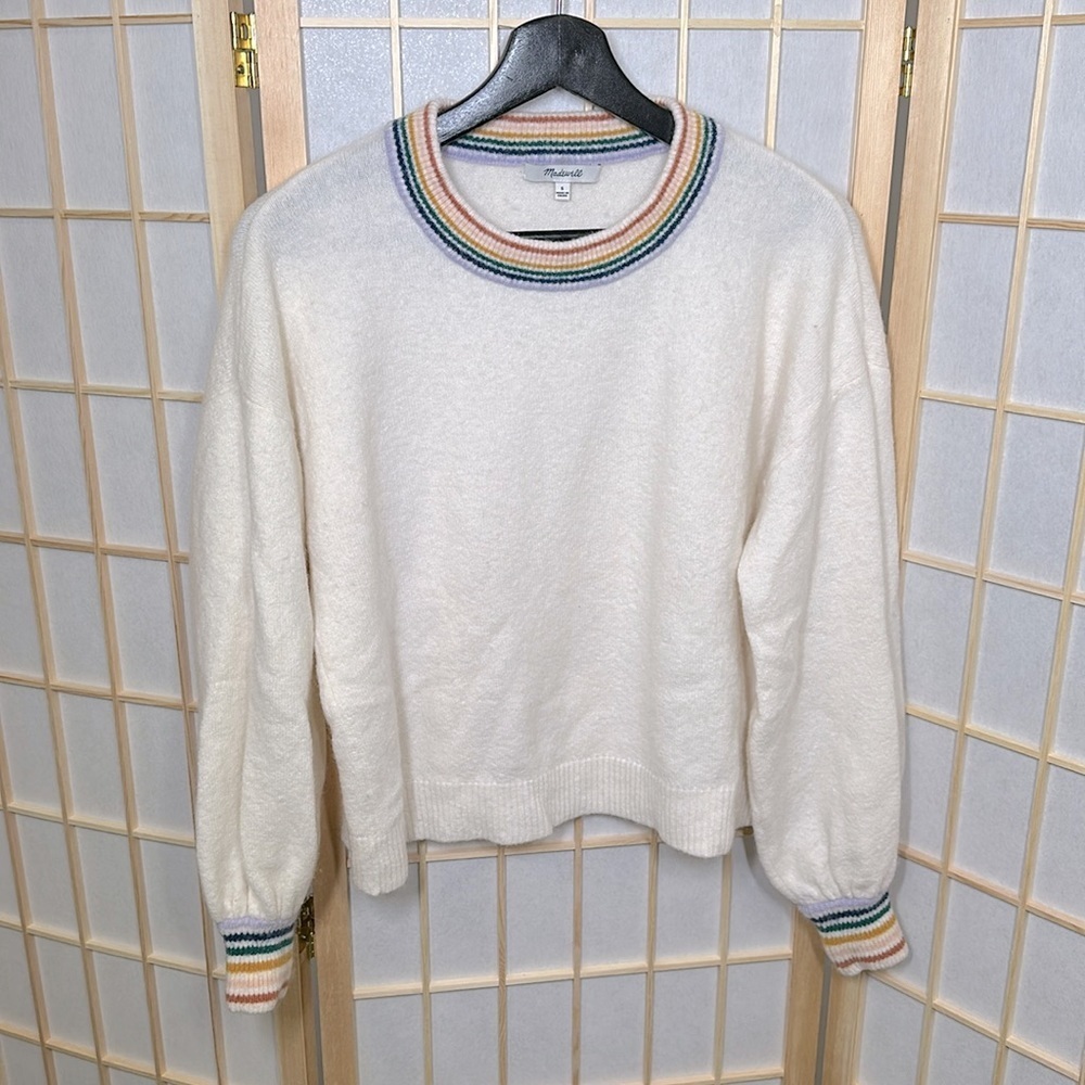 🌈 Madewell Rainbow Trim Gladwell Sweater🌈 - Picture 2 of 8
